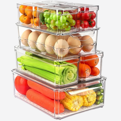 Juego de 8 organizadores transparentes para refrigerador