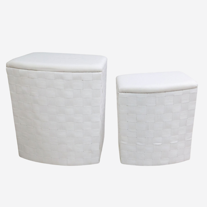 Juego de 2 cestos de mimbre blancos