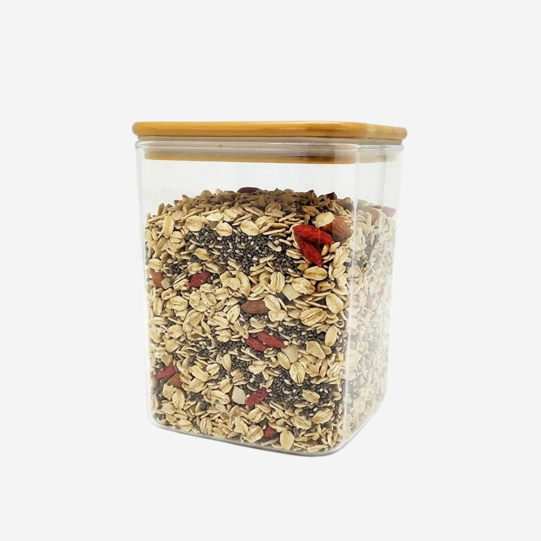 Recipiente de plástico con tapa hermética de bambú 1.7 L