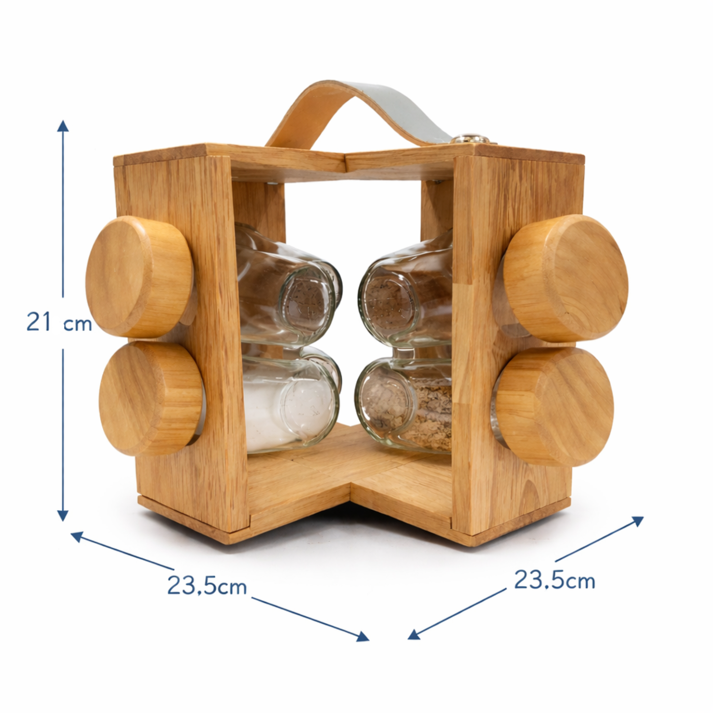 Especiero De Cocina Con Base De Madera Y 8 Frascos De Vidrio 85ml
