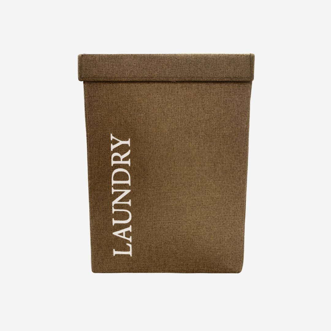 Cesto de Ropa Sucia Plegable de Tela Tipo Lino con Tapa y Asas