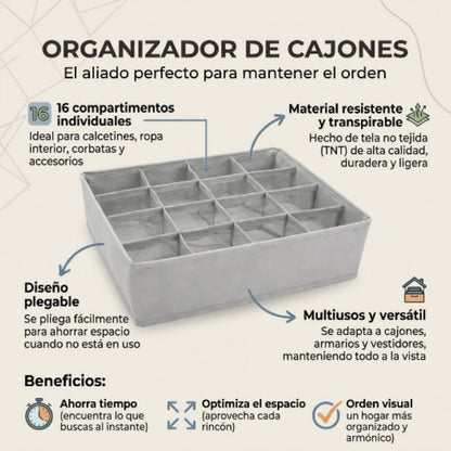 Caja Organizadora de Tela con 16 Divisiones