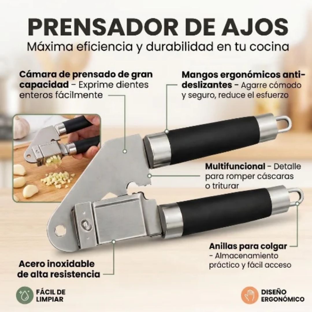 Prensador de Ajos de Acero Inoxidable