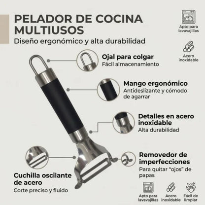 Pelador de Cocina Multiusos de Acero Inoxidable