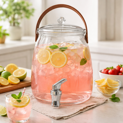 Dispensador de Bebidas de Acrílico de 5 Litros con Llave y Asa de Transporte