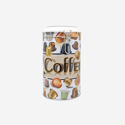 Lata metálica redonda con diseño "COFFEE"
