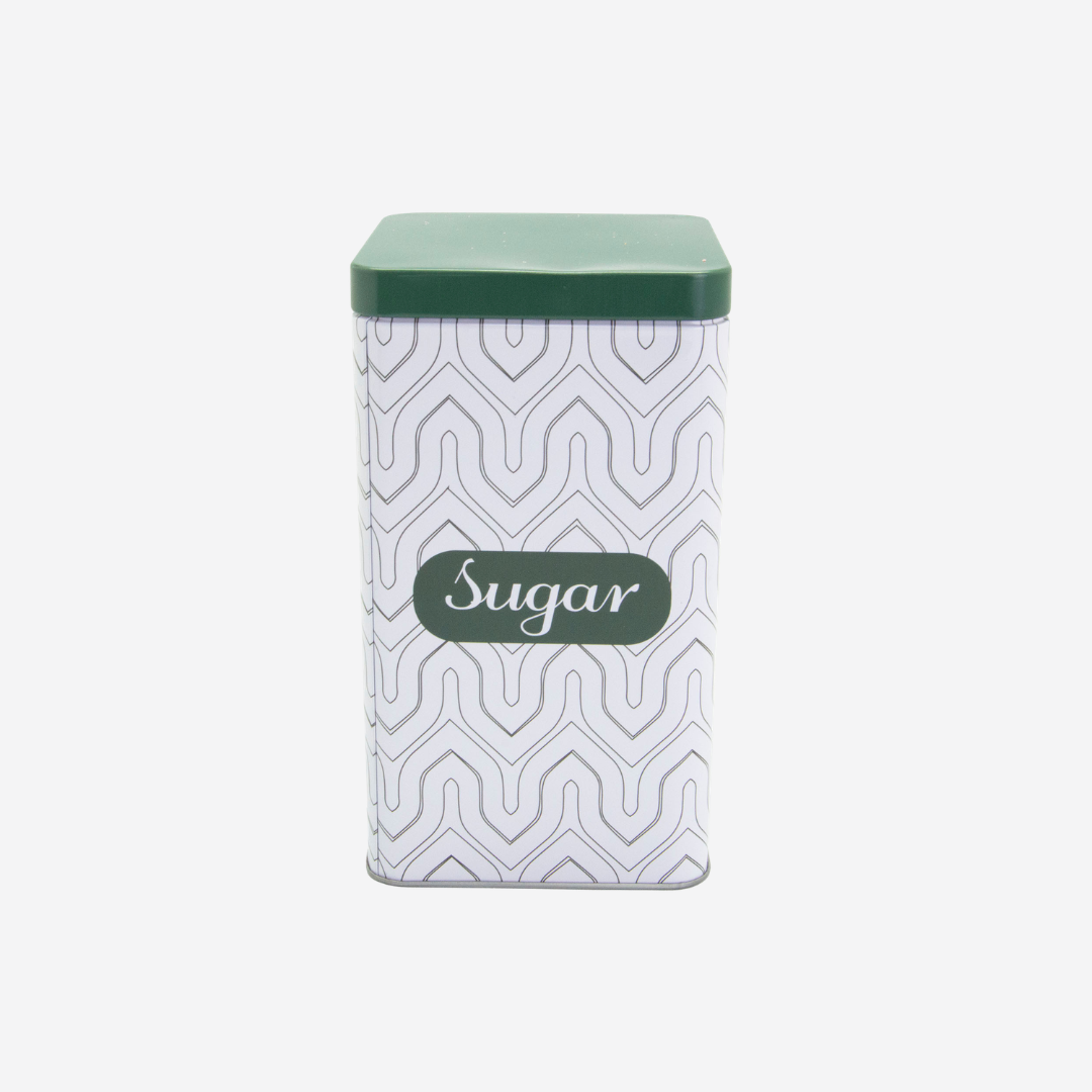 Recipiente rectangular de lata con tapa "Sugar"