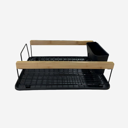 Escurridor de Platos Moderno de Acero y Bambú