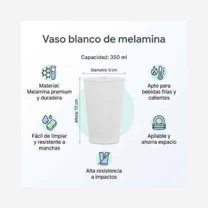 Vaso blanco de melamina