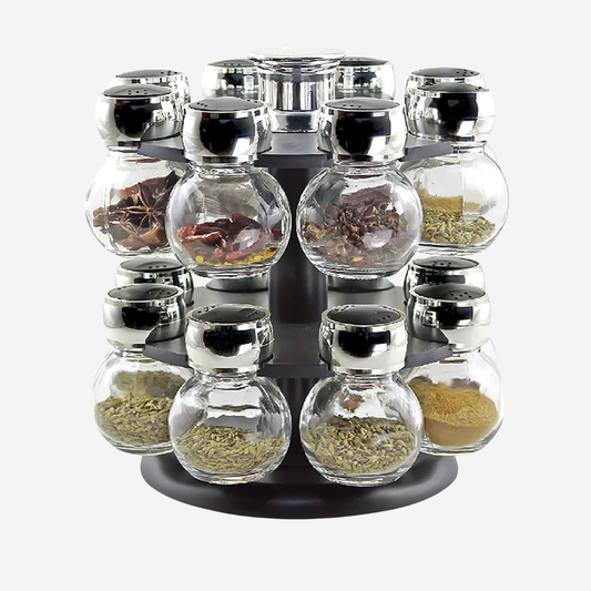 Set de 16 Especieros de vidrio con una base giratoria