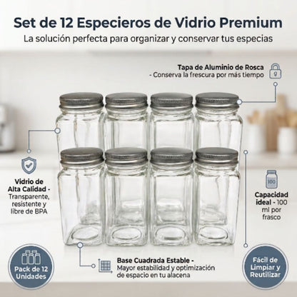 Set de 12 especieros con pizarra 100 ml