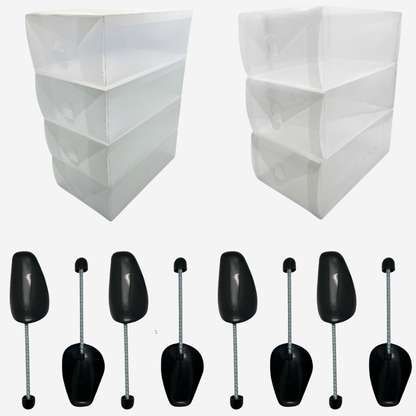 Juego de 7 Cajas Organizadoras y 4 Pares de Hormas para Zapatos