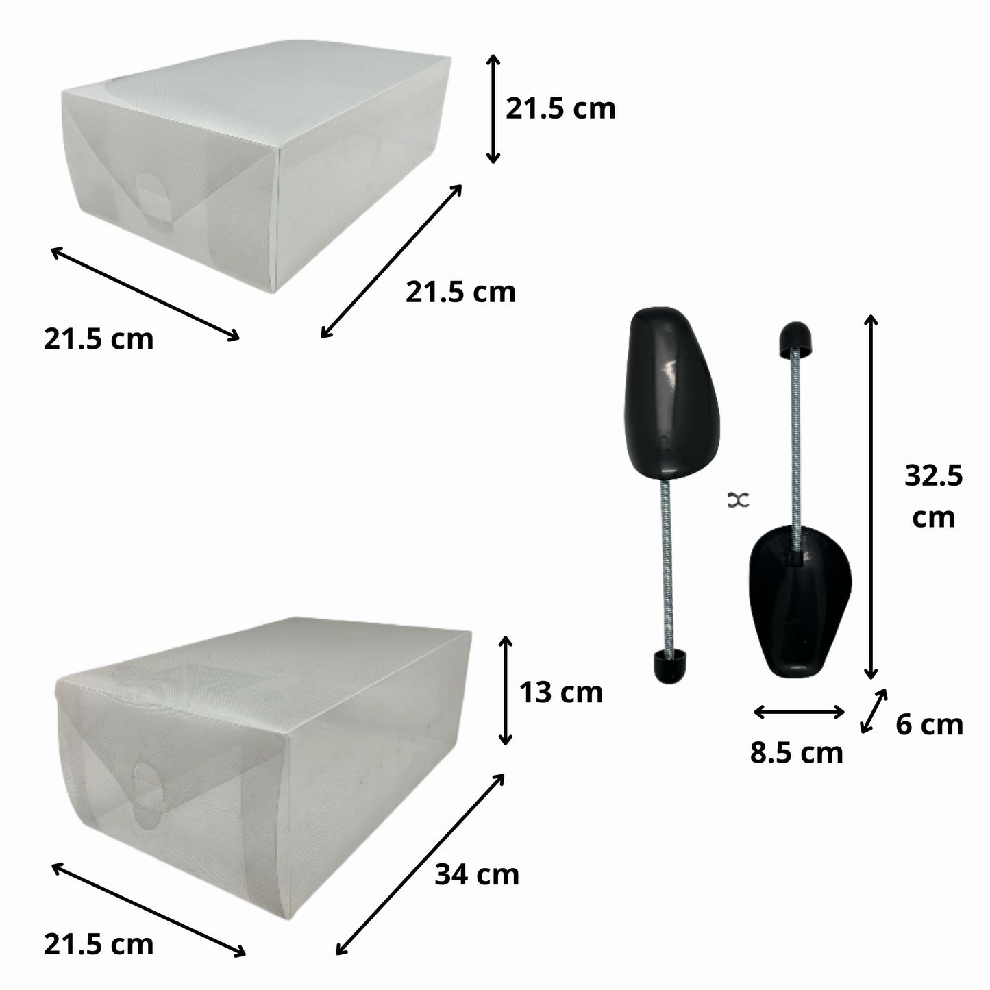 Juego de 7 Cajas Organizadoras y 4 Pares de Hormas para Zapatos