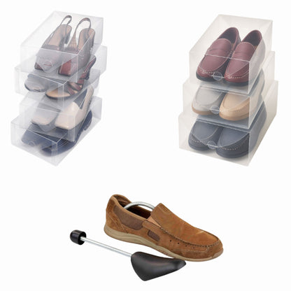 Juego de 7 Cajas Organizadoras y 4 Pares de Hormas para Zapatos