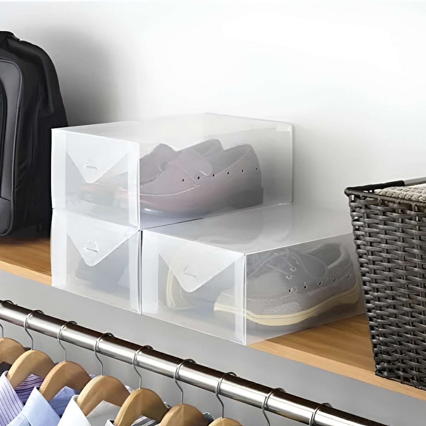 Juego de 7 Cajas Organizadoras y 4 Pares de Hormas para Zapatos