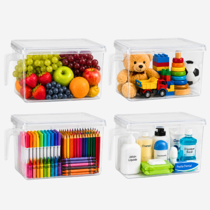 Juego De 4 Organizadores Para Refrigerador Con Tapa Y Asa
