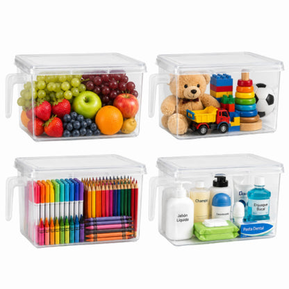 Juego De 4 Organizadores Para Refrigerador Con Tapa Y Asa
