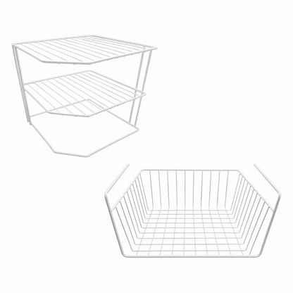Juego De Organizadores Para Alacena Y Cocina | Estante Esquinero De 3 Niveles Y Canasta Colgante De Hierro
