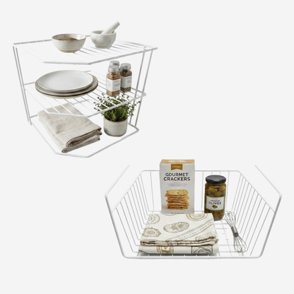 Juego De Organizadores Para Alacena Y Cocina | Estante Esquinero De 3 Niveles Y Canasta Colgante De Hierro