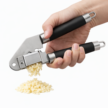 Set de Utensilios de Cocina de Acero Inoxidable (4 Piezas) con Mango Ergonómico Negro | Abrelatas, Pelador, Pasapurés y Colador
