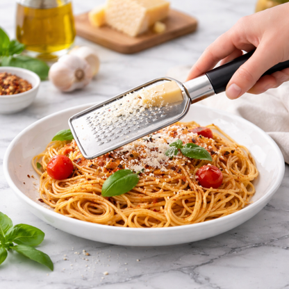 Set de Utensilios de Cocina de Acero Inoxidable (4 Pzs) – Rallador, Cuchara de Helado, Pelador y Batidor