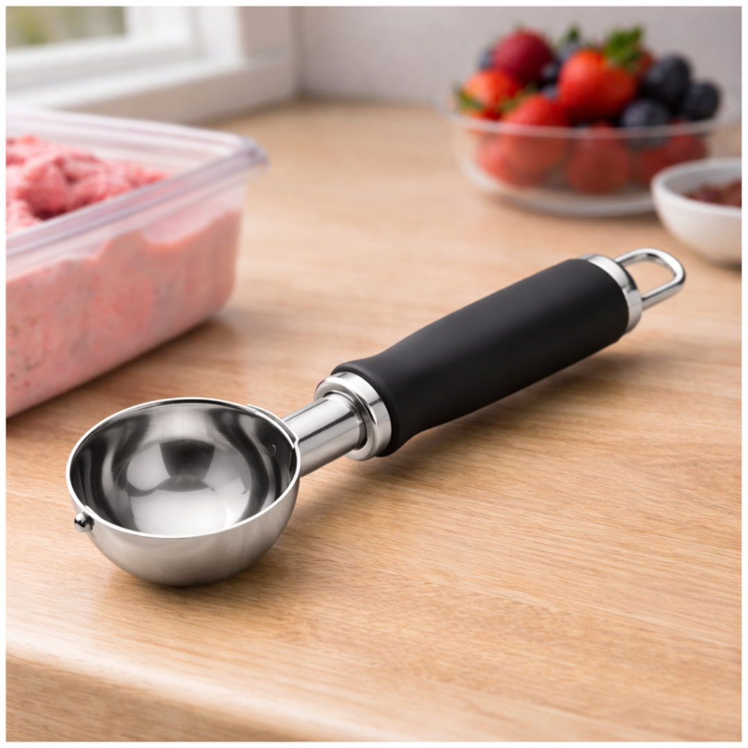 Set de Utensilios de Cocina de Acero Inoxidable (4 Pzs) – Rallador, Cuchara de Helado, Pelador y Batidor