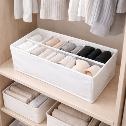 Organizador de Cajones Beige y Blanco (Set de 3) | Organizador de Armario para Accesorios y Cueros