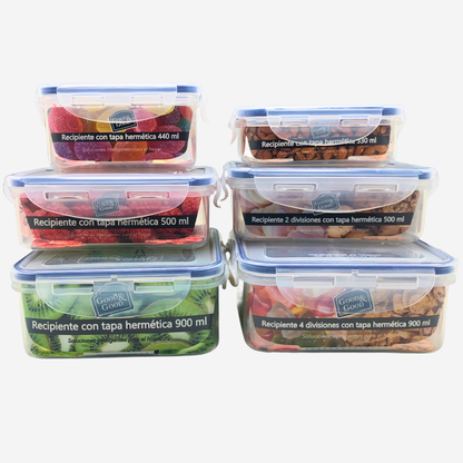 Set 6 Recipientes Herméticos Rectangulares | Good & Good sin BPA