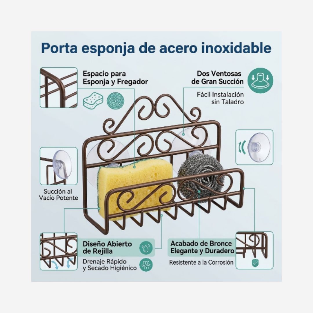 Porta esponja de acero inoxidable