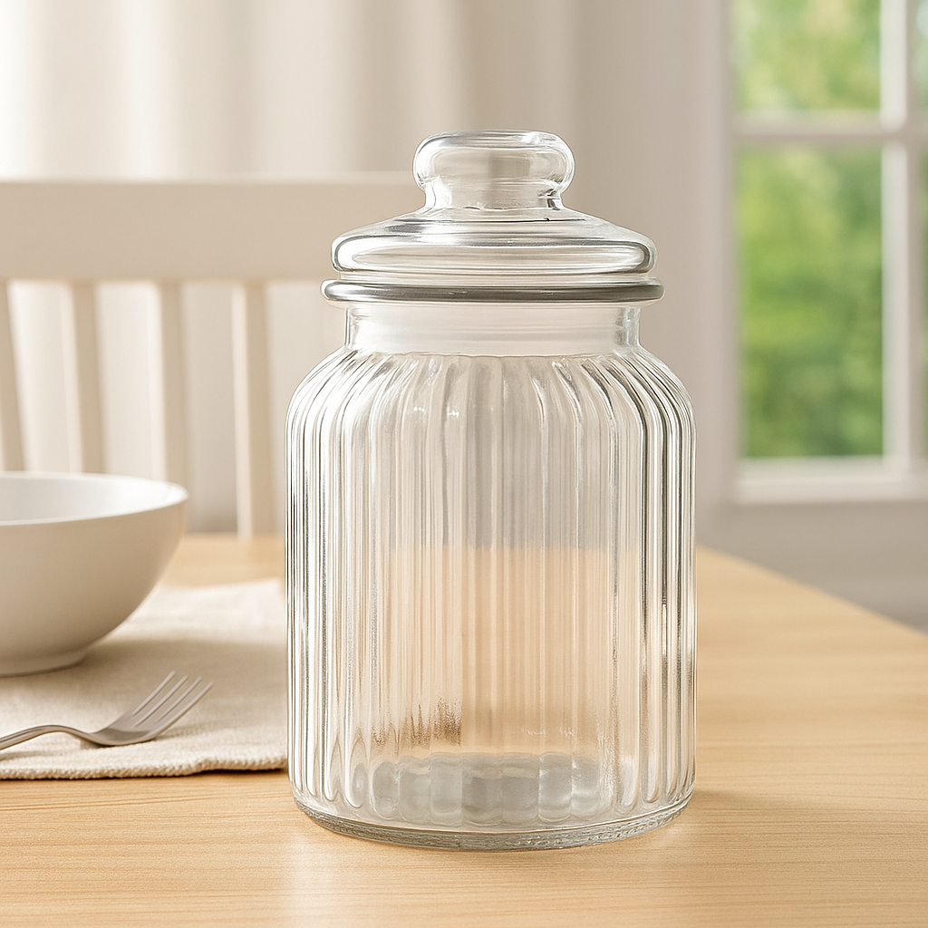 Tarro de Vidrio Acanalado 900ml Good & Good | Hermético para Almacenamiento