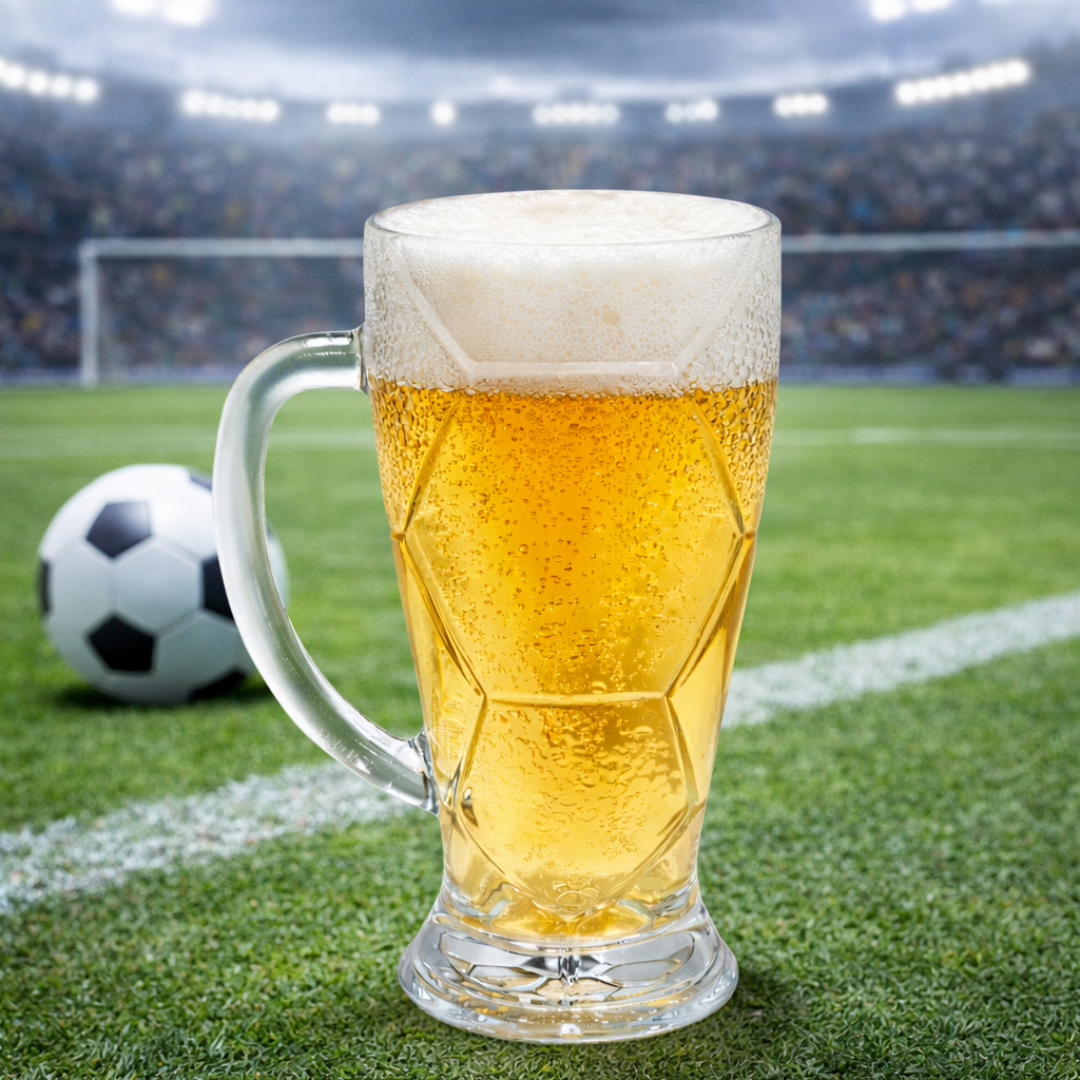 Set de 4 Tarros de Vidrio para Cerveza 600 ml Good & Good | Diseño de Futbol
