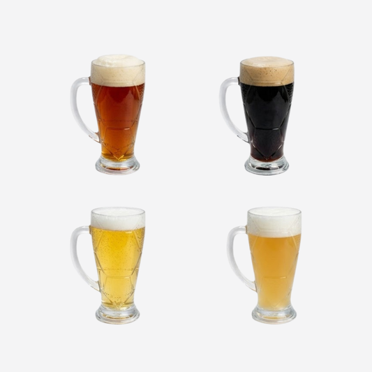 Set de 4 Tarros de Vidrio para Cerveza 600 ml Good & Good | Diseño de Futbol