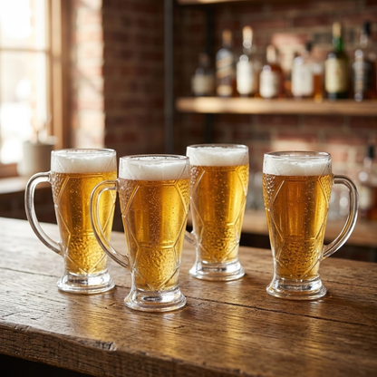 Set de 4 Tarros de Vidrio para Cerveza 600 ml Good & Good | Diseño de Futbol