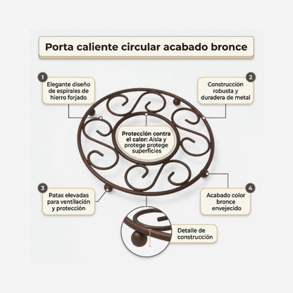 Porta Caliente Acabado Bronce
