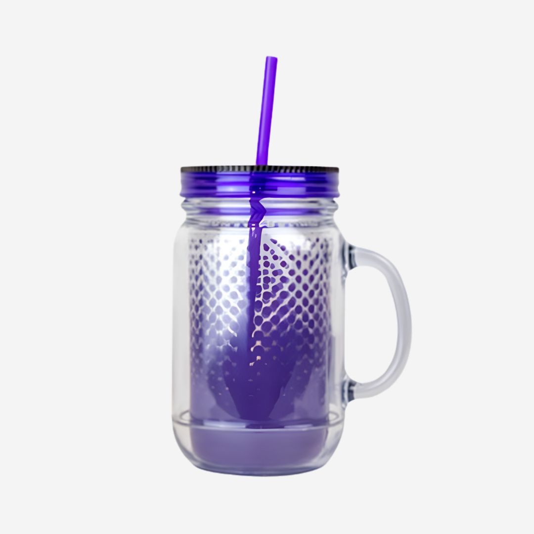 Tarro de Plástico con Popote 600 ml