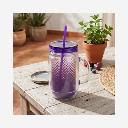 Tarro de Plástico con Popote 600 ml