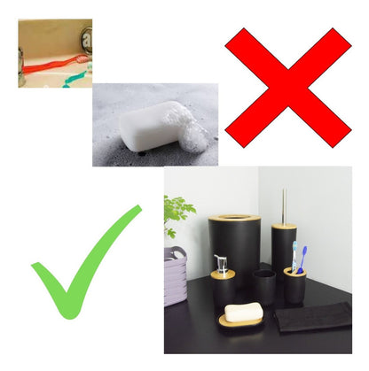 Juego De Accesorios Para Baño Con Bambú 7 Piezas