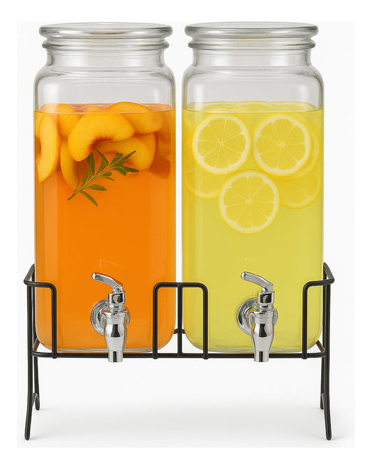 Set De 2 Dispensadores Para Bebidas Con Base De 2.3 L C/u Transparente