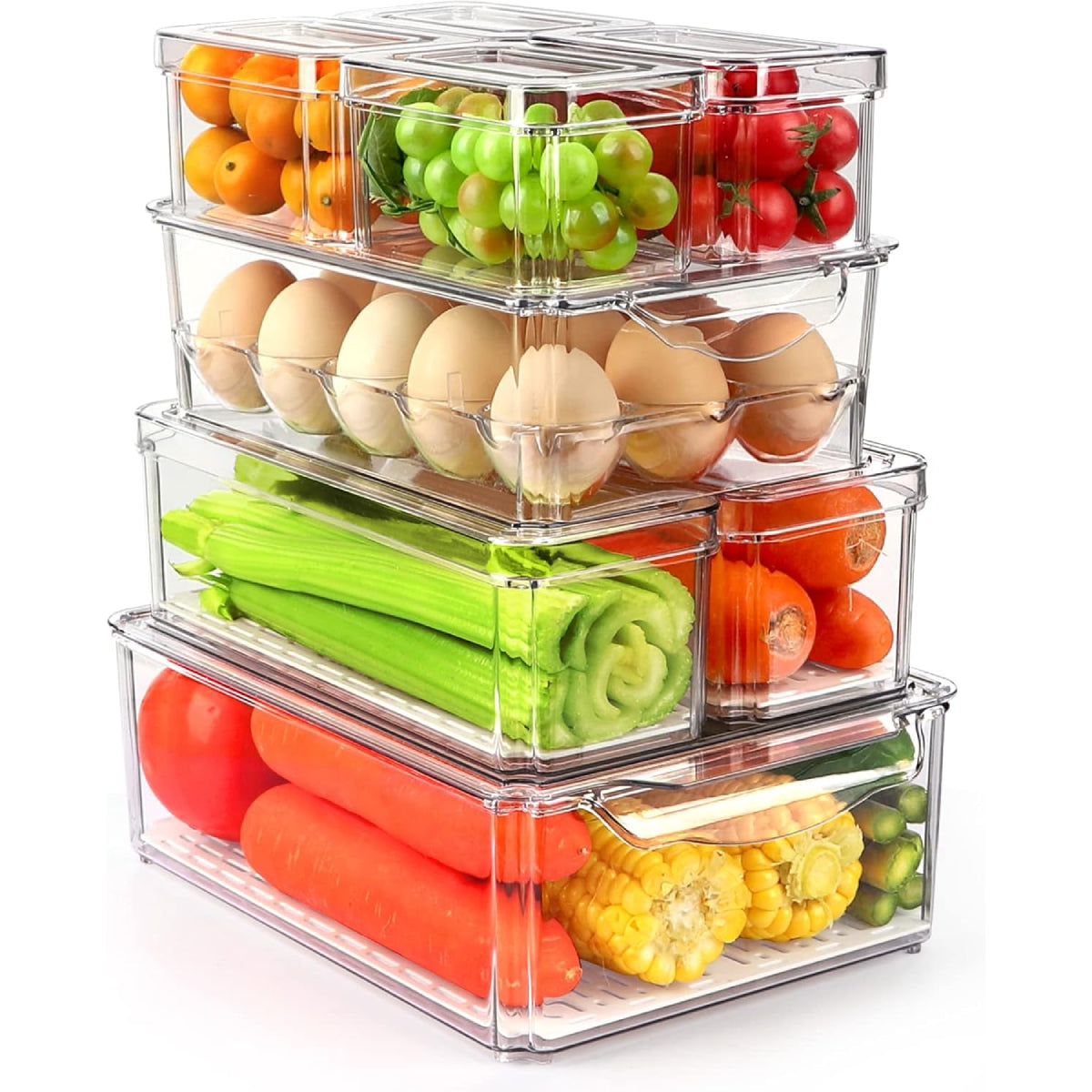 Juego de 8 organizadores transparentes para refrigerador