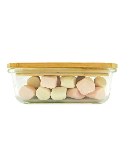 Recipiente de vidrio con tapa hermética de bambú 640 ml