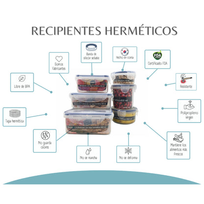 6 contenedores de polipropileno herméticos libres de BPA