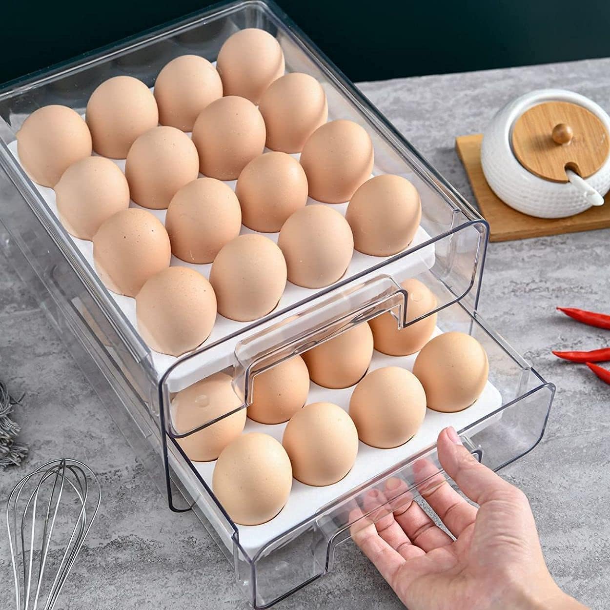 Organizador de 2 niveles para 32 huevos