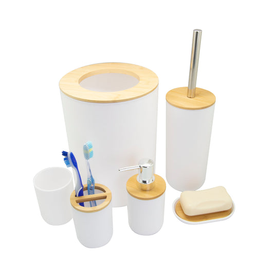 Juego de accesorios para baño con bambú 7 piezas