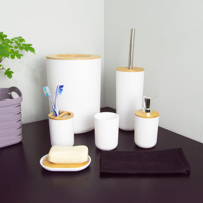 Juego de accesorios para baño con bambú 7 piezas