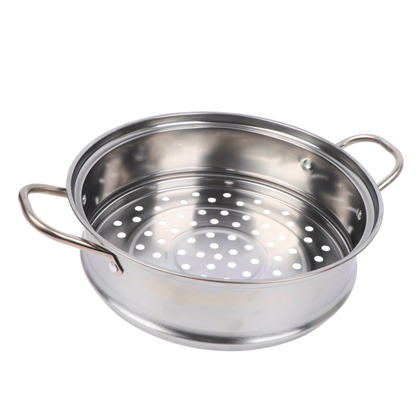 Olla Vaporera de Acero Inoxidable 2 Niveles con Tapa de Vidrio