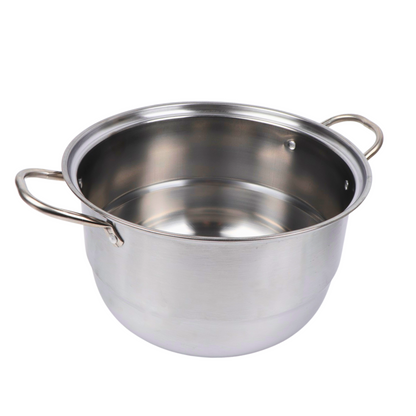 Olla Vaporera de Acero Inoxidable 2 Niveles con Tapa de Vidrio