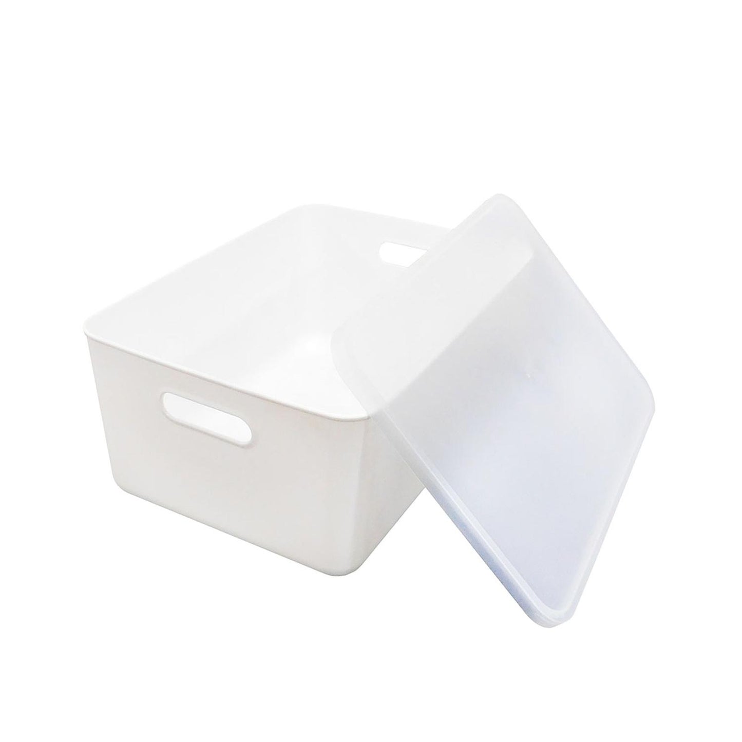 Caja mediana con agarraderas y tapa transparente