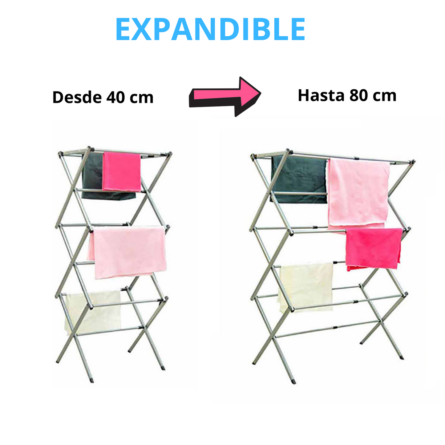Tendedero expandible plegable ahorra espacio