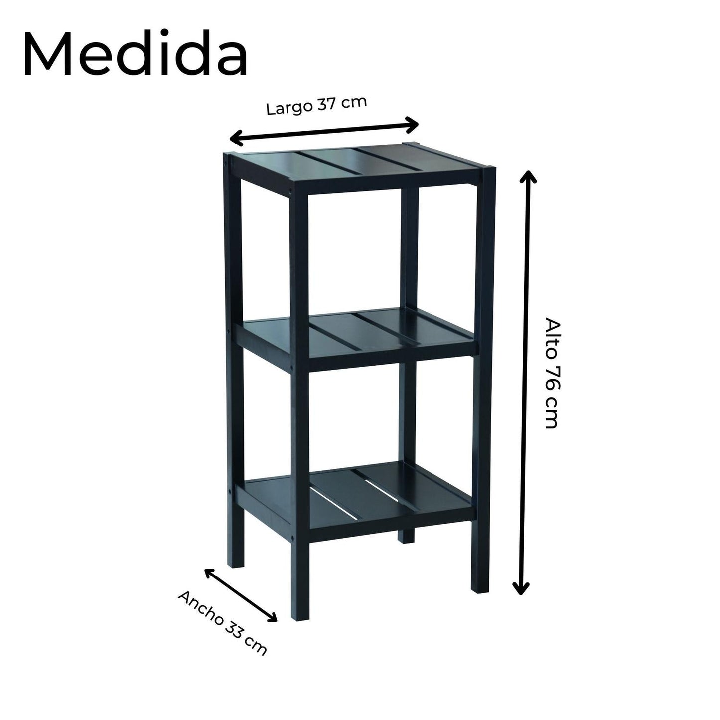 Mueble Anaquel Estante 3 Niveles Negro, Mdf