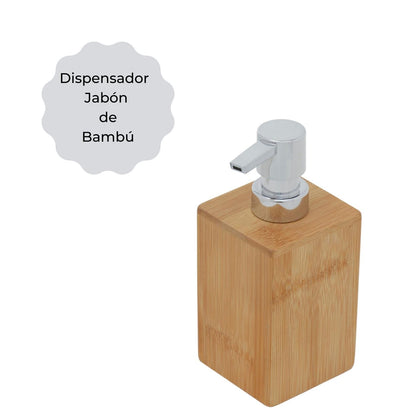 Dispensador De Jabón Baño Cocina De Bambú